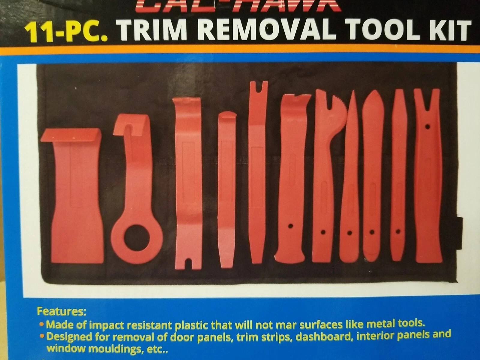 Cal-Hawk 11pc Trim Removal Tool Kit For Panels Trim Dashboard Mouldings, CAPTR11