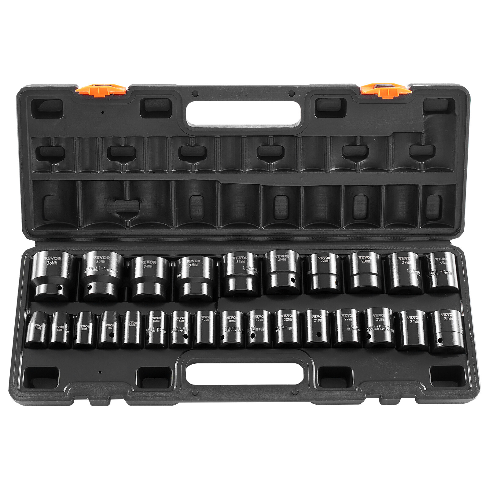 VEVOR Impact Sockets Set 1/2 Inch Drive 26PCS Standard Length Impact Set 6-Point