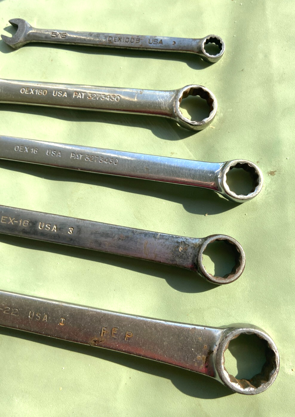Snap-on Tools OEX 22-18-16-180-100B 5PC SET COMBINATION WRENCH