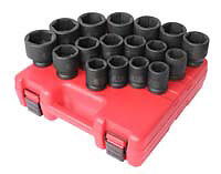 Sunex Tool 4684 3/4 Drive 17 Piece Metric Standard Impact Socket Set