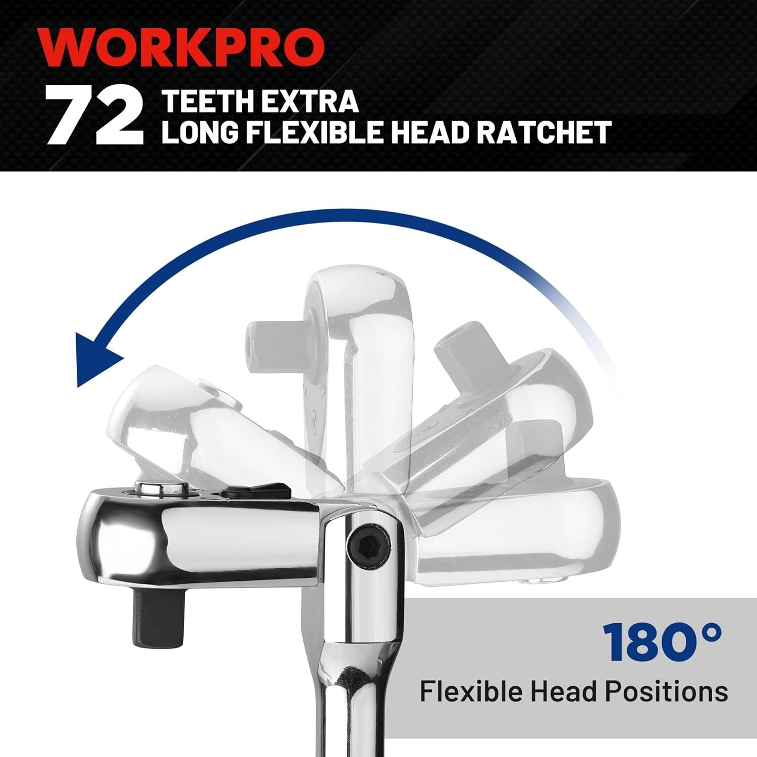 1/4″ Drive 72 Tooth Quick Release Locking Flex Slim Head Ratchet, 12″ – 81030