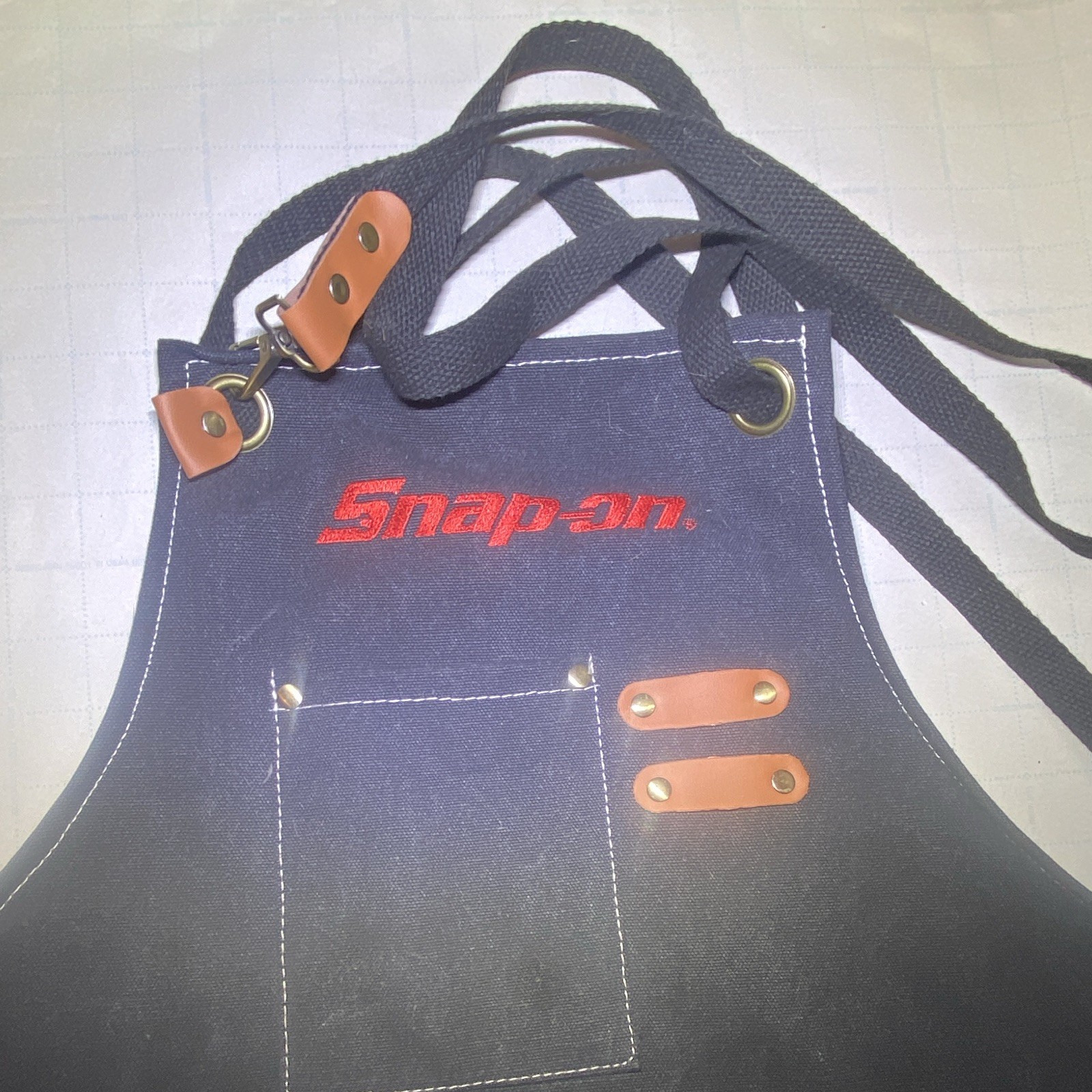 Snap-on Black Canvas Bib grill Apron, Embroidered Logo, One Size, collectible