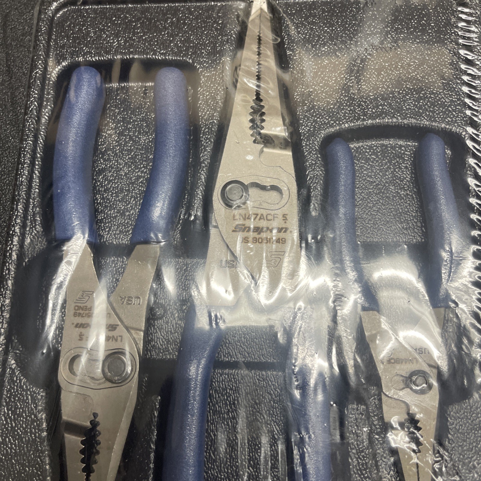 Snap-On Tools POWER BLUE 3pc Soft Long Nose Slip Joint Pliers Set PL3LNSJCFMB
