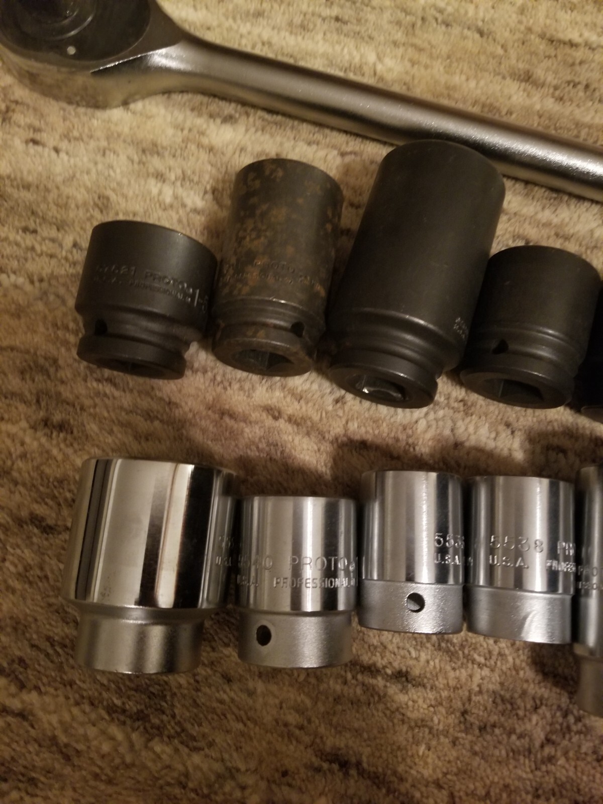 Proto 3/4″ Drive Sockets 12 pt. 6 pt. USA Made. 11 Piece. Ratched. Metric/SAE