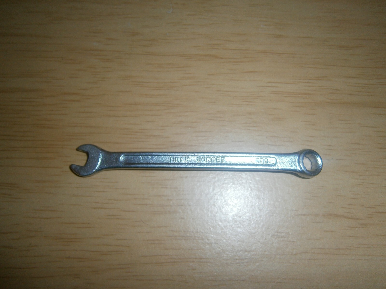 Vintage silver tone spanner. 5 & 6mm ends.(E6c)