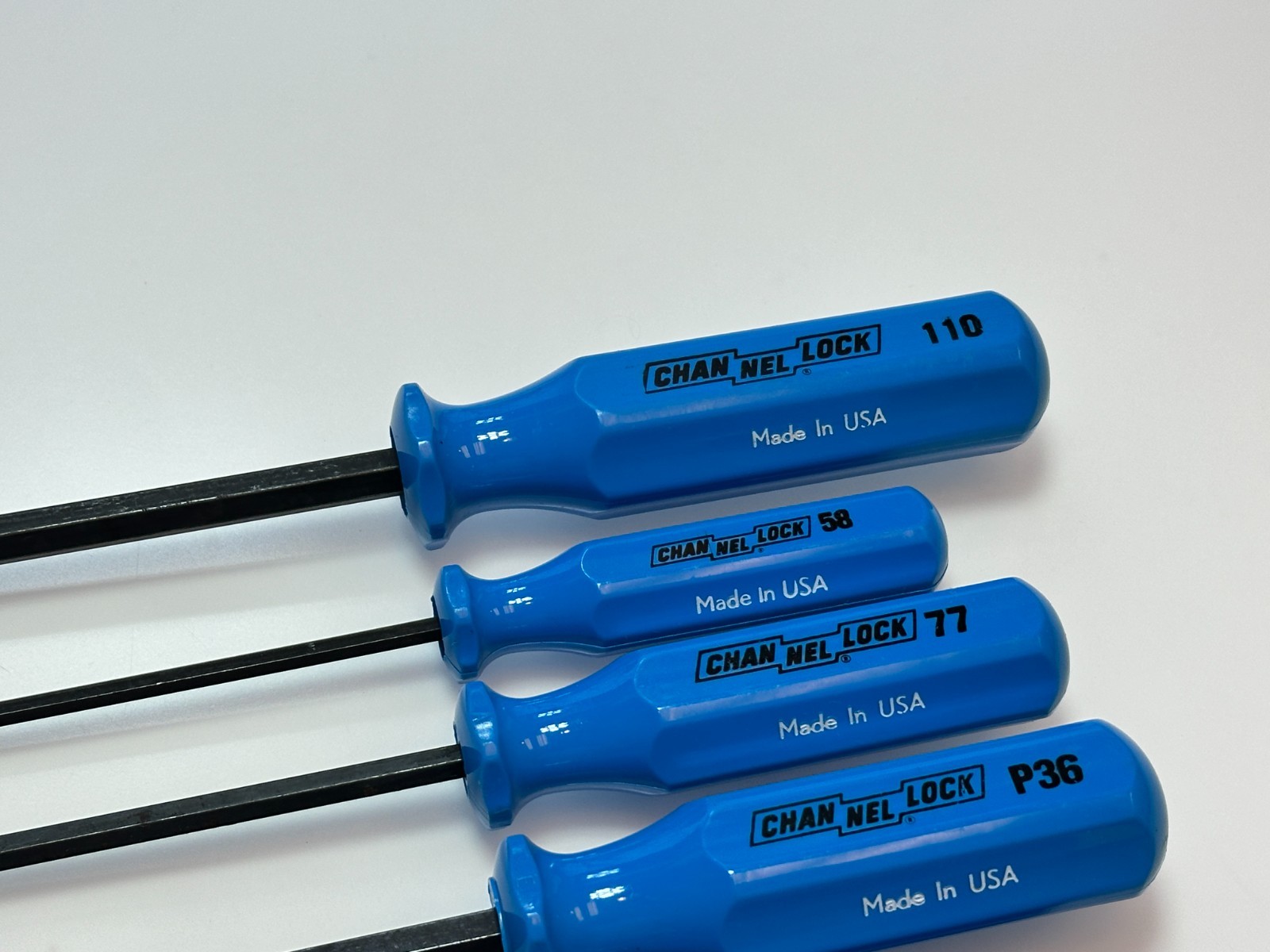 NOS Channellock Tools USA 6pc Flat Slotted & Phillips Screwdriver Set Lot, Blue