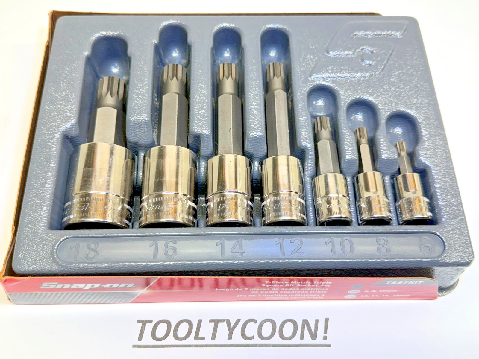 SNAP-ON USA NEW 7PC METRIC TRIPLE SQUARE SOCKET SET TSS7KIT