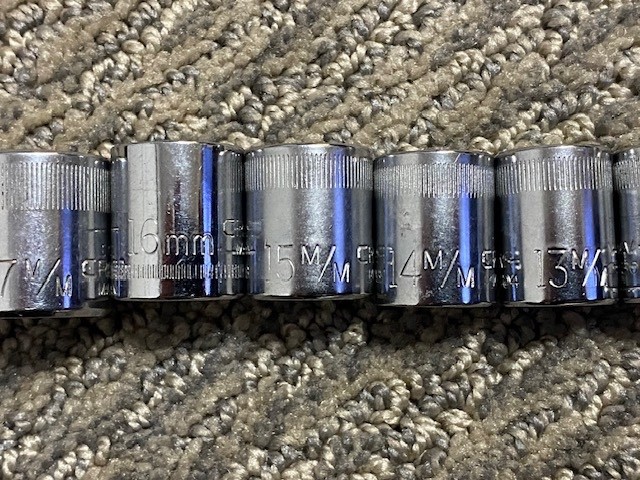 Vintage Craftsman 11 Pc Metric Socket Set 3/8″ Dr 12 Pt 9MM Thru 19MM VV & V Ser
