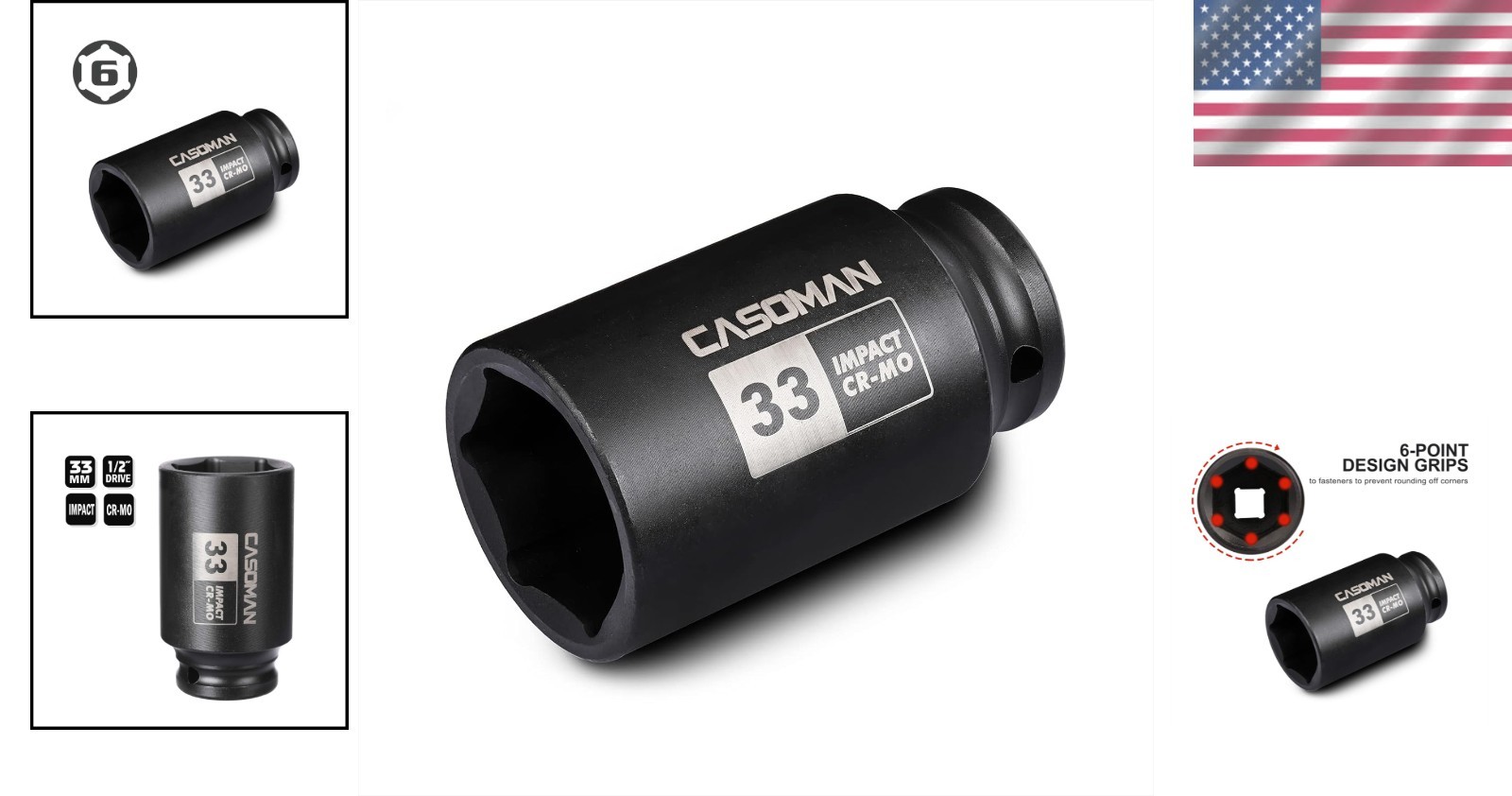 33mm 6 PT Impact Socket – High-Torque Chrome Molybdenum Steel Construction