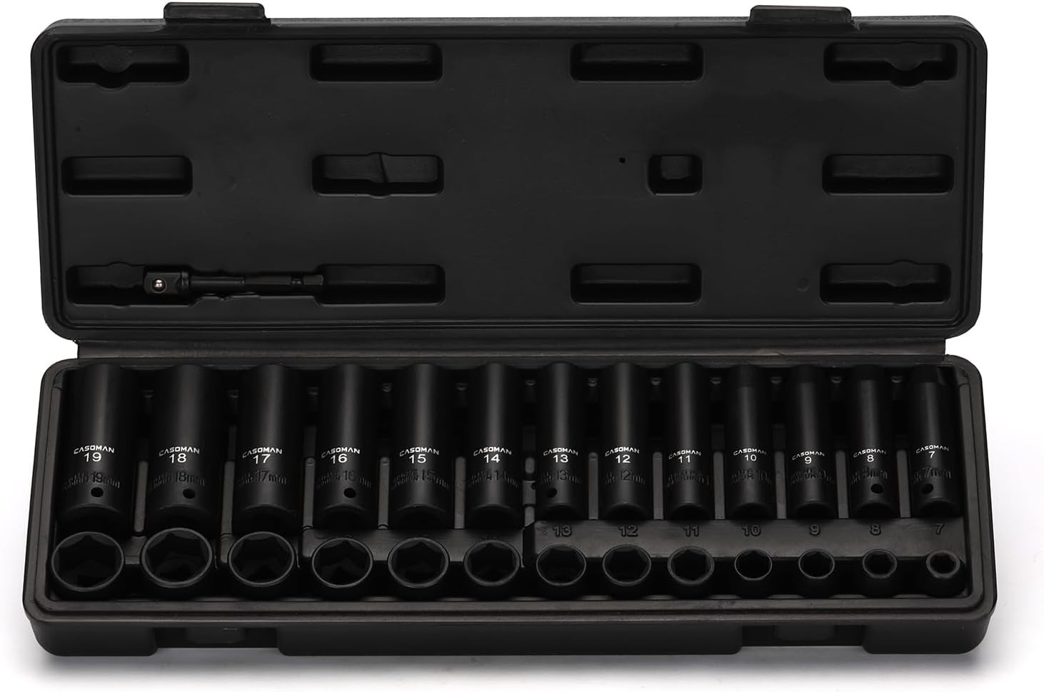Impact Socket Set 27 Pieces 3/8-Inch Drive Deep Shallow Metric CR-V Steel