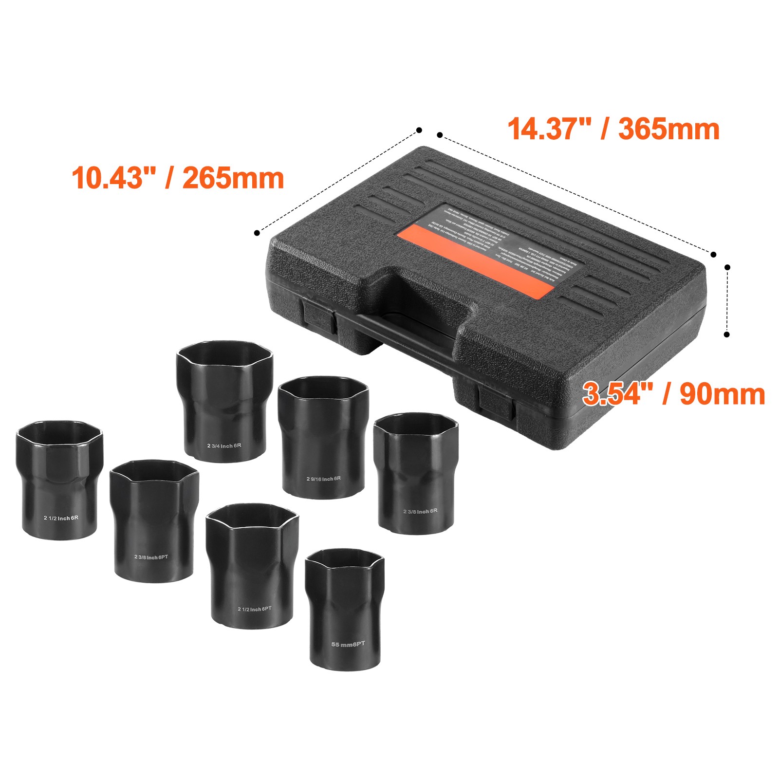 VEVOR Wheel Bearing Locknut Socket Set 1/2 in Drive 7 Pcs SAE and Metric 6-Point