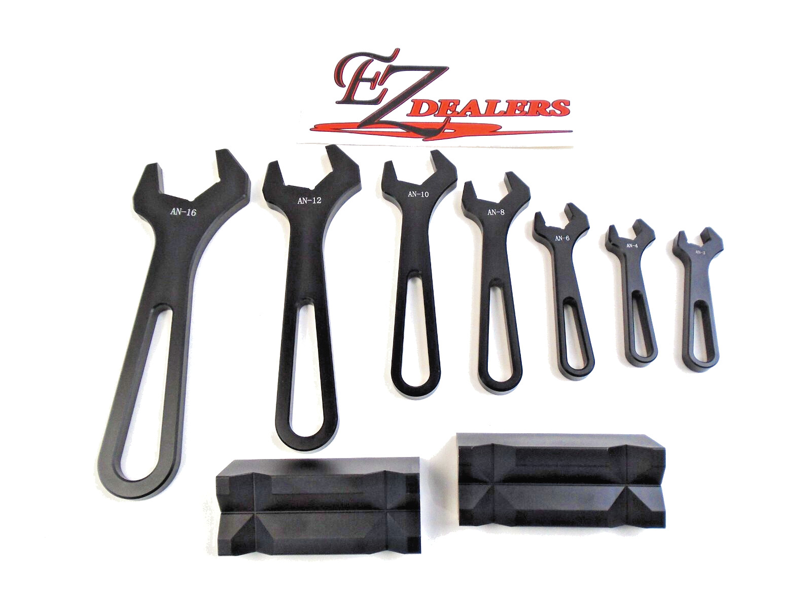AN Fitting Wrench Set Black AN3 AN4 AN6 AN8 AN10 AN12 AN16, 7 Sizes W/ Vise Jaws