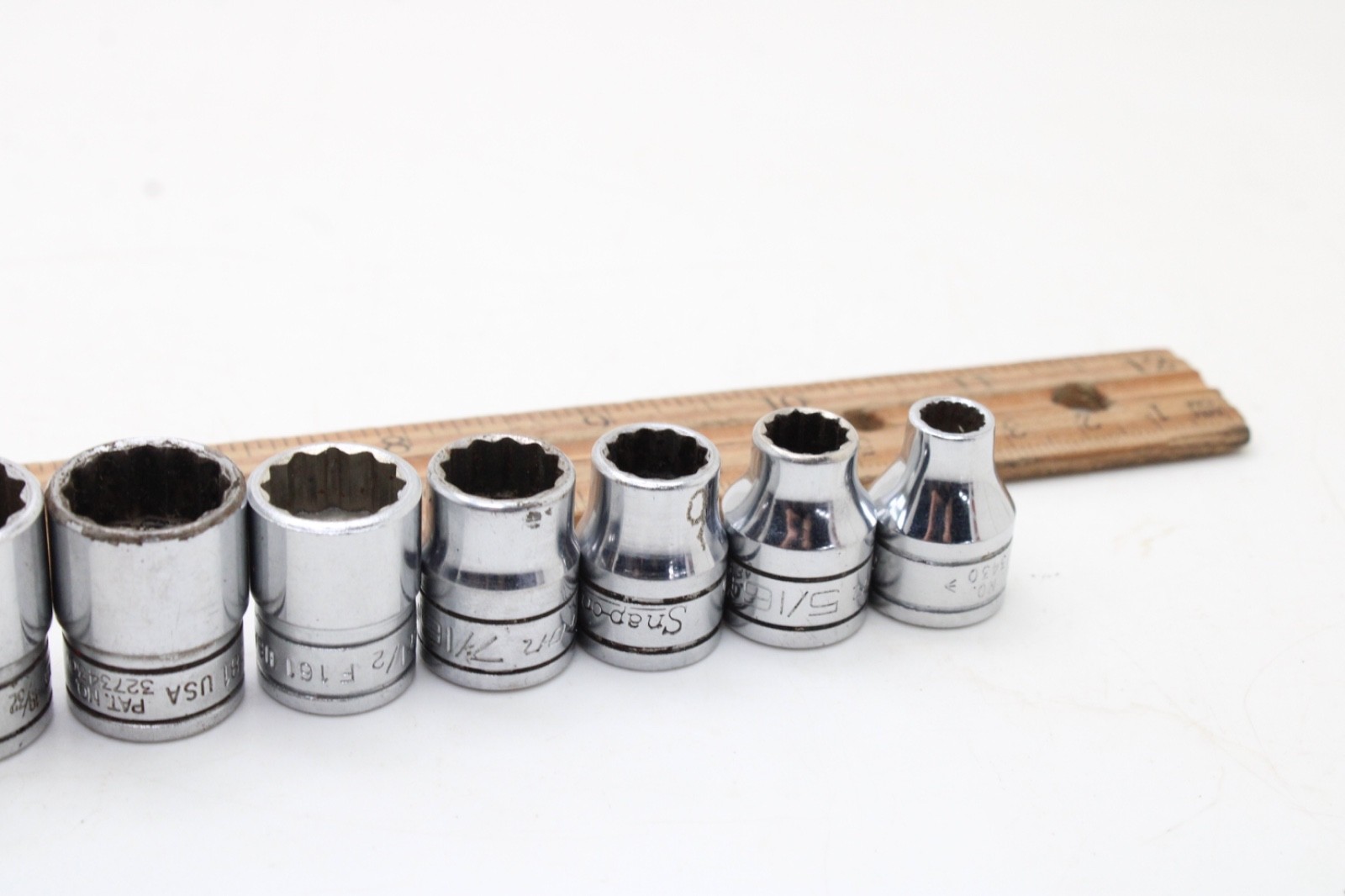 Snap-on F081 – F281 1/4-7/8″ 3/8″ Drive 12 Point 12 Piece SAE Chrome Set USA
