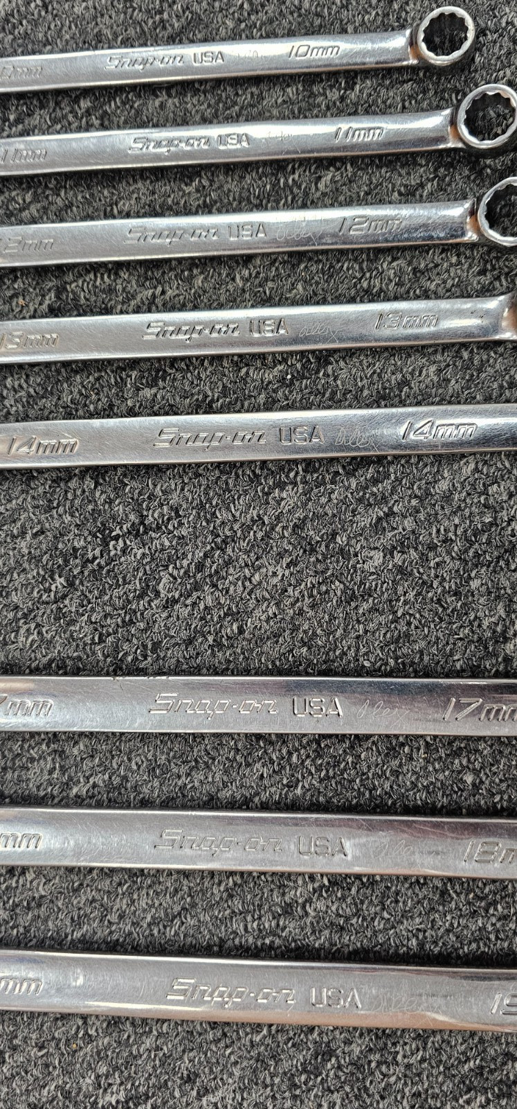 Snap-On SOEXM 12Pt Metric Combination Wrenches, 10,11,12,13,14mm & 17,18,19mm
