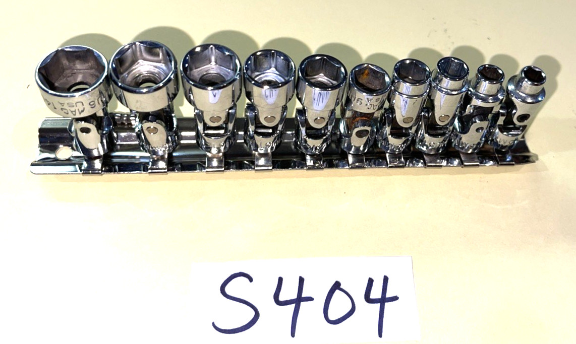 MAC TOOLS 10 PIECE 1/4 DRIVE METRIC SWIVEL SOCKET SET NEW & USED 5.5-14MM