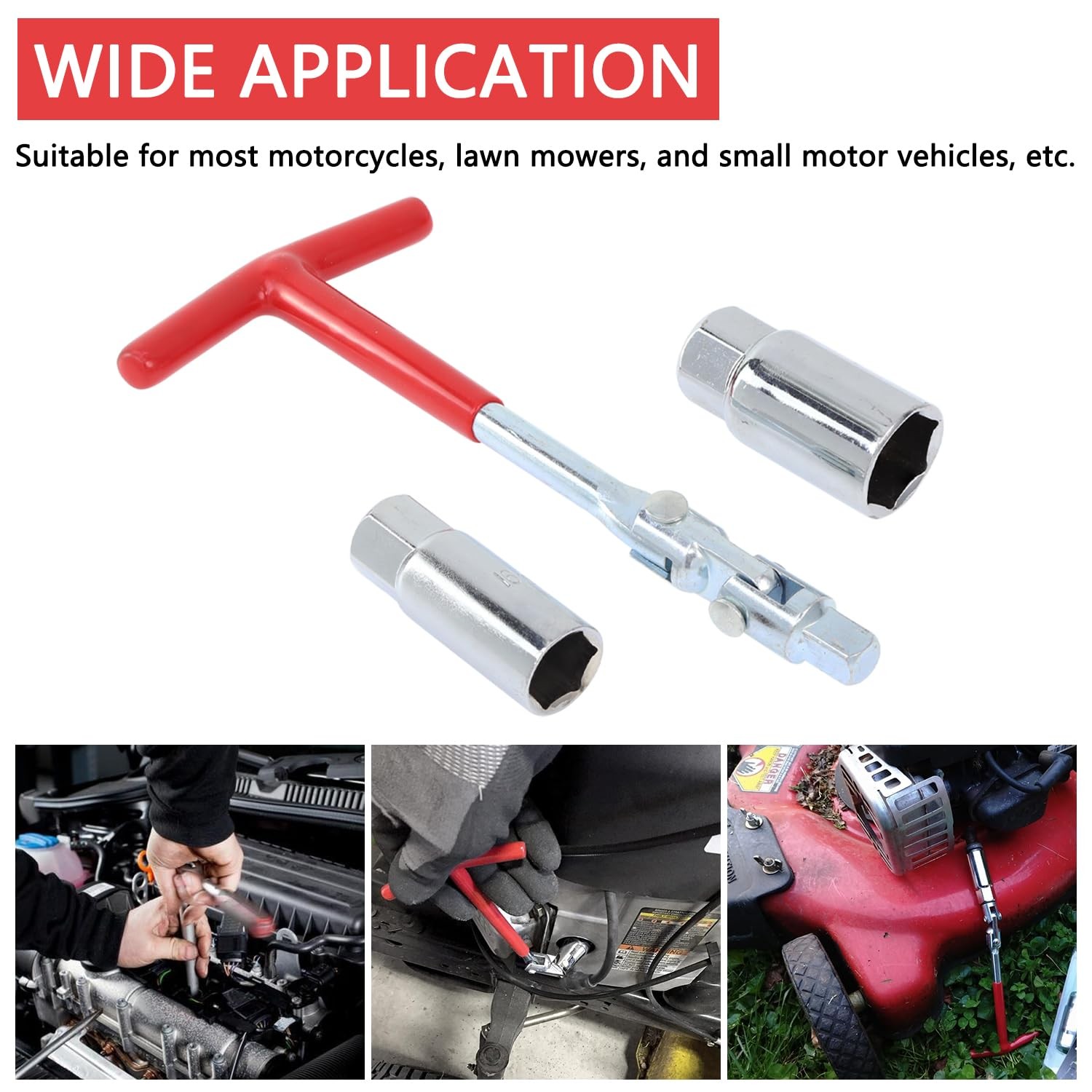 GZZTORES Spark Plug Socket Wrench T-Handle 5/8 Inch (16mm) and 13/16 Red