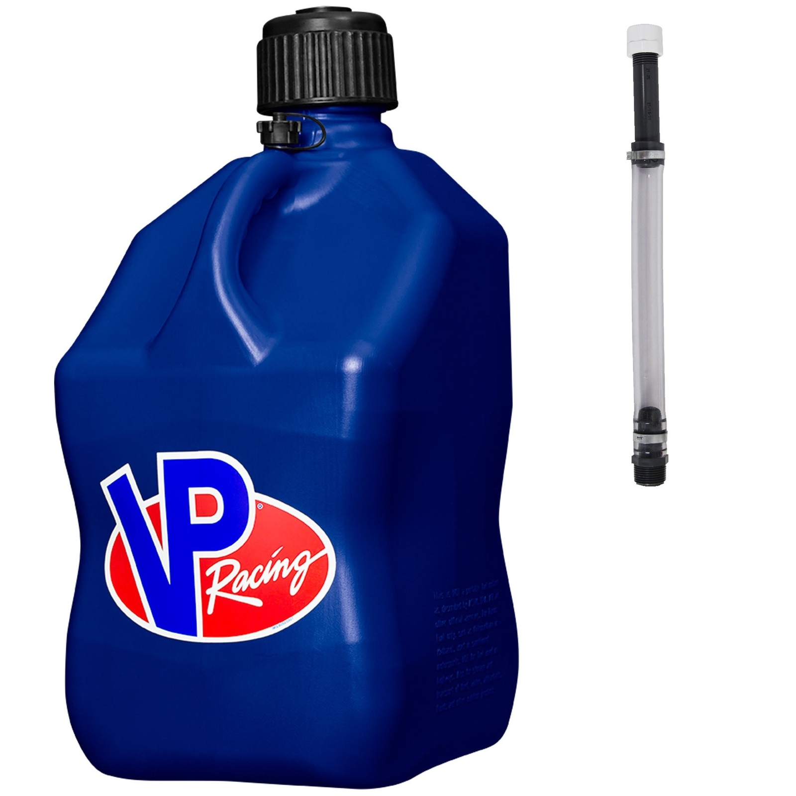 VP Racing Square Fuel Jug 5 Gallon Blue – With Filler Hose