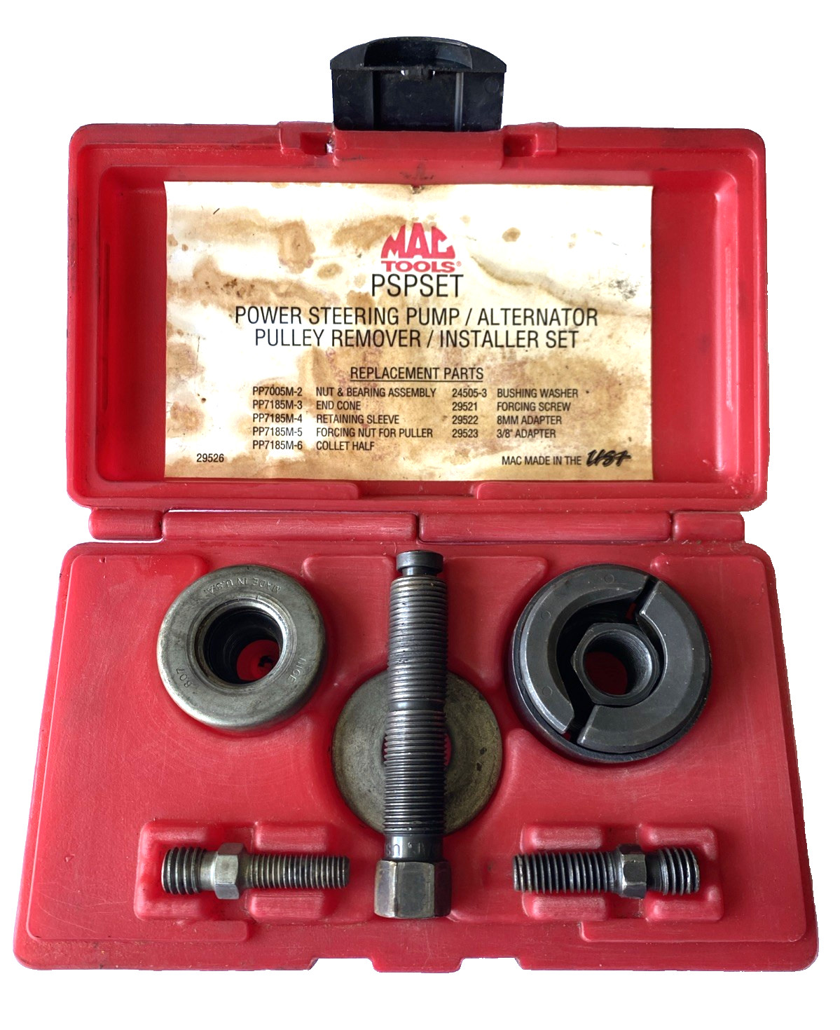Mac Tools PSPSET Power Steering Pump & Alternator Pulley Remover Installer USA