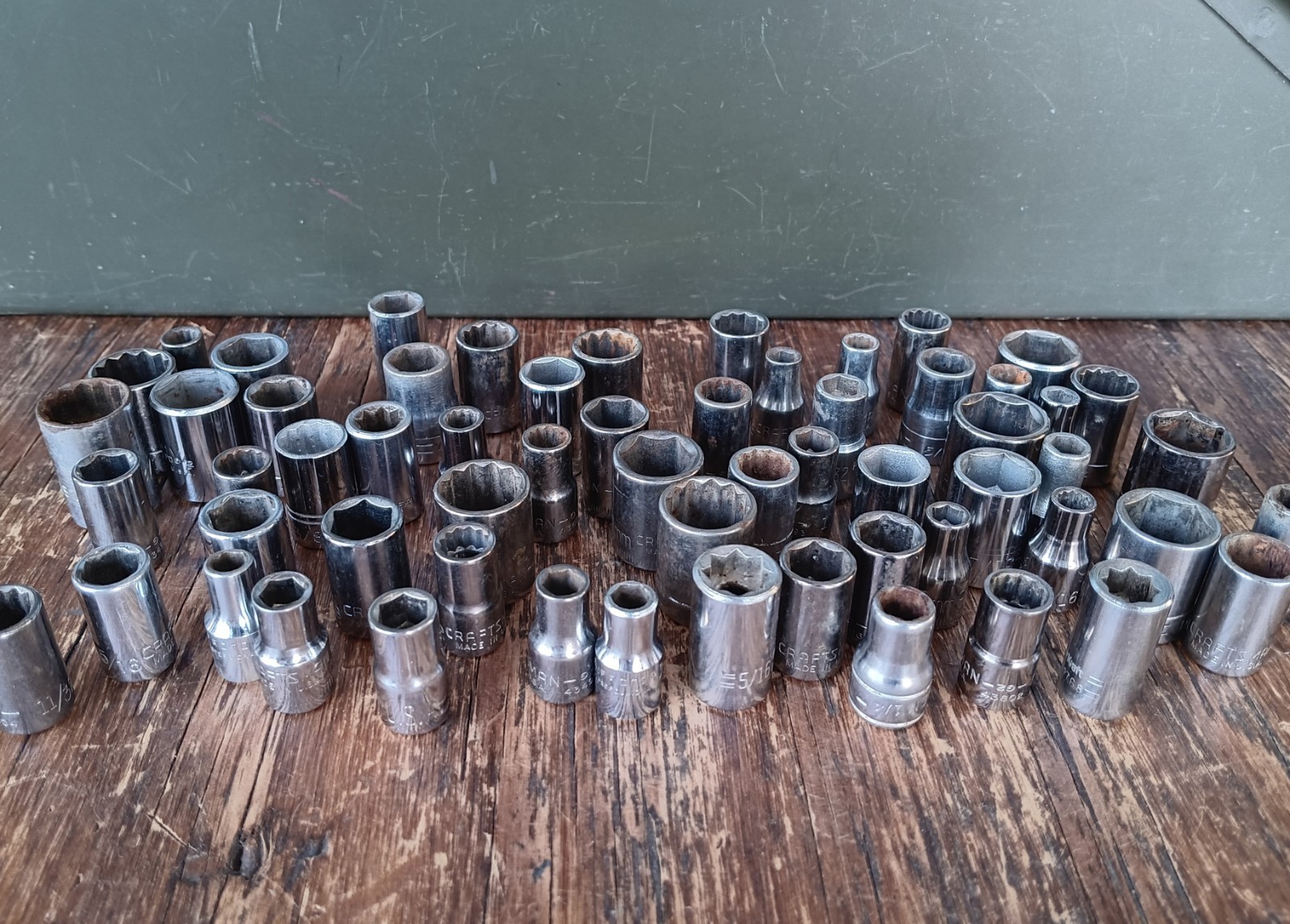 60 Craftsman & Other 1/4″ Drive Shallow Sockets Metric & SAE Mixed Size Huge Lot