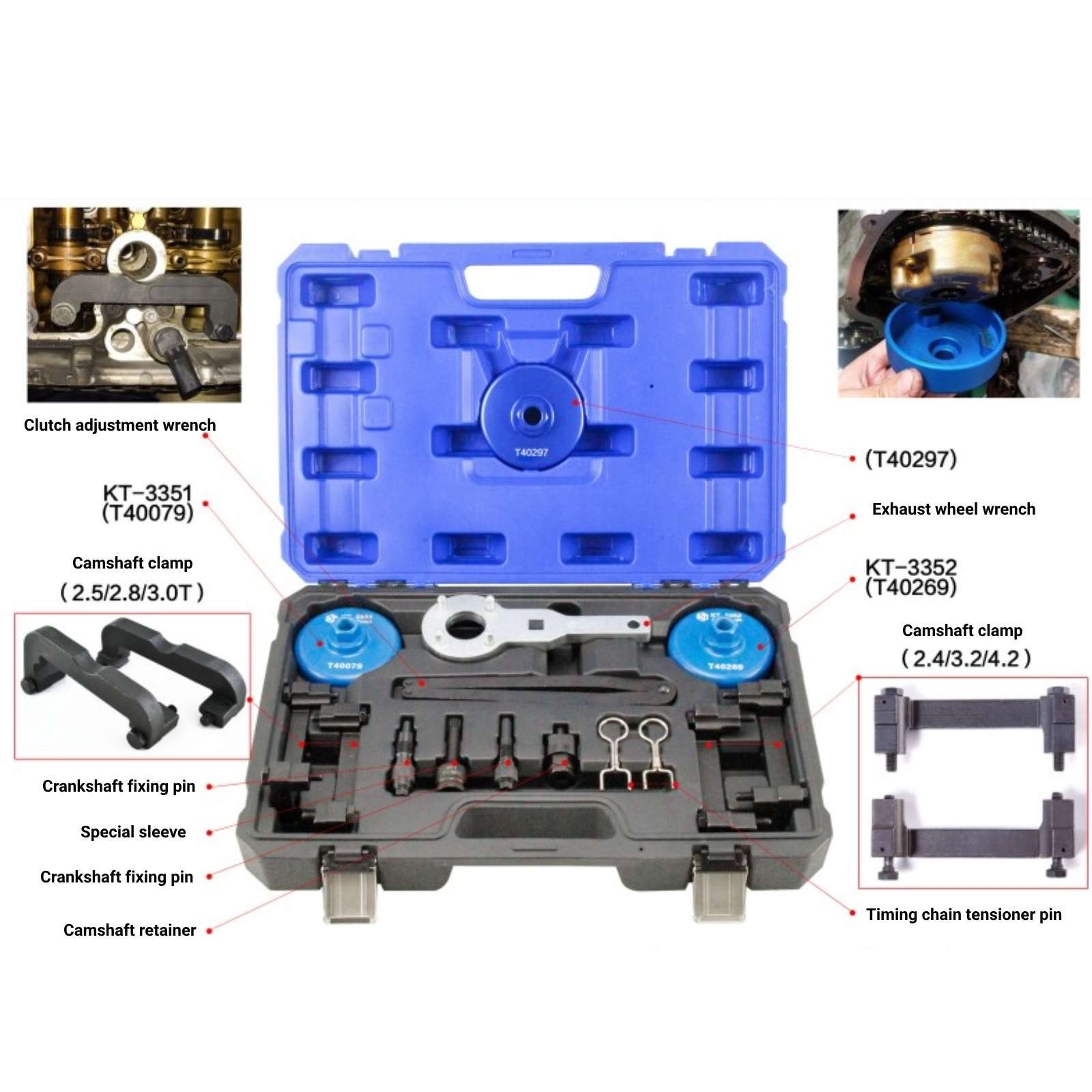 Camshaft Timing Tool Kit for Audi VW 2.0T,2.4, 2.8, 3.0T, 3.2T, 4.2, 5.2 Engine