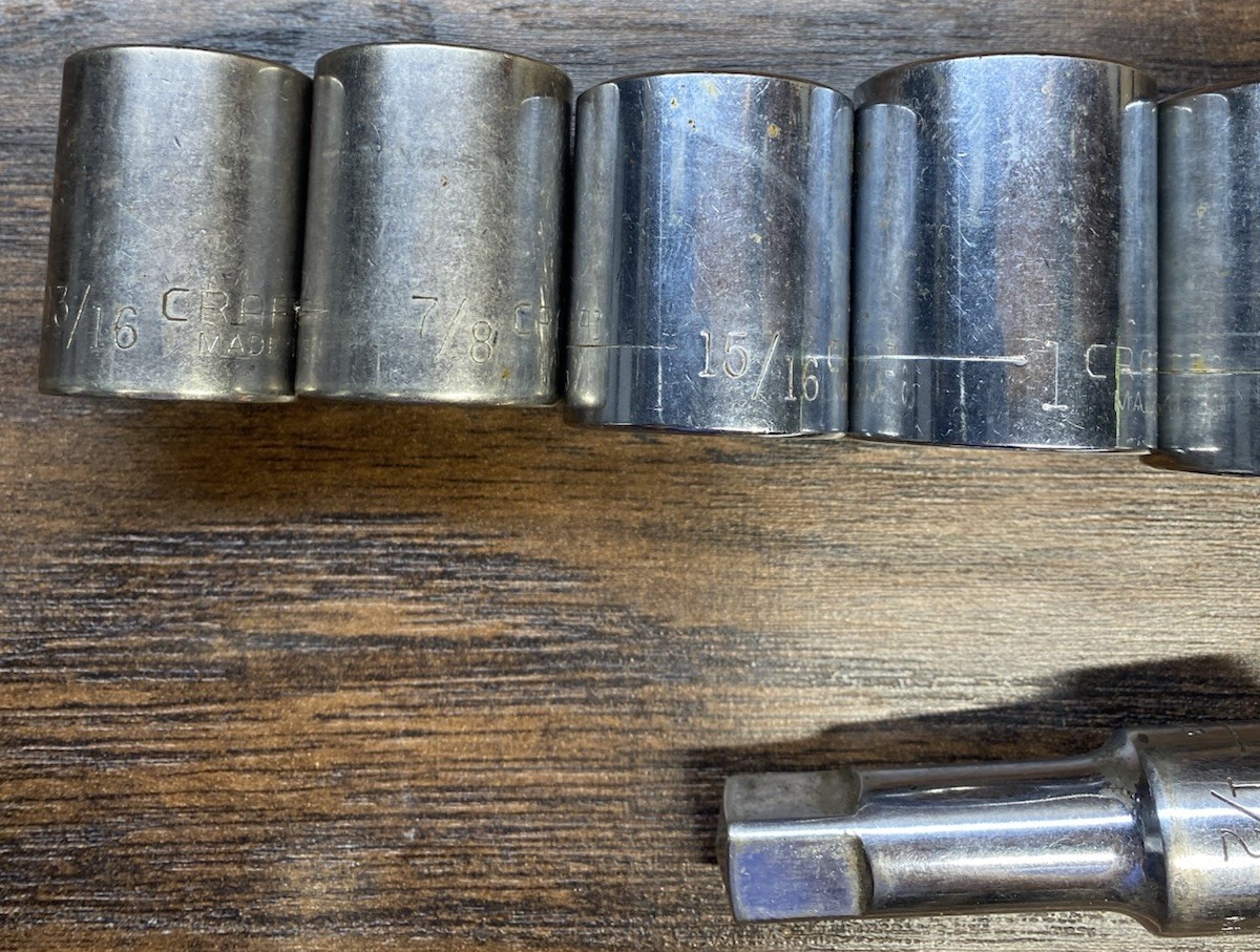 Vintage Craftsman USA 1/2” Drive 12 Pt Socket Set 47511-47517 w/ Extension