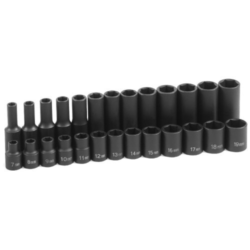 Grey Pneumatic 3/8″ Drive Standard and Deep Impact Socket Set, 26-pcs