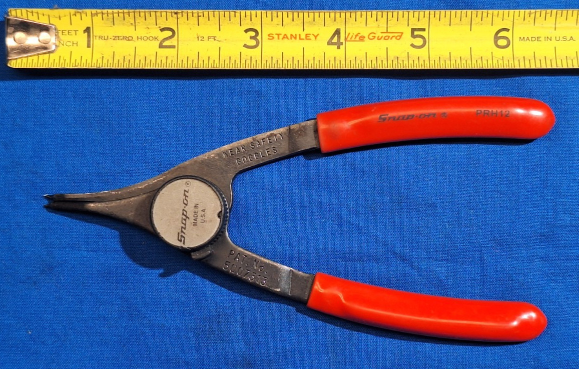 Snap-On PRH12 pair of 6″ convertible snap ring pliers straight tip USA