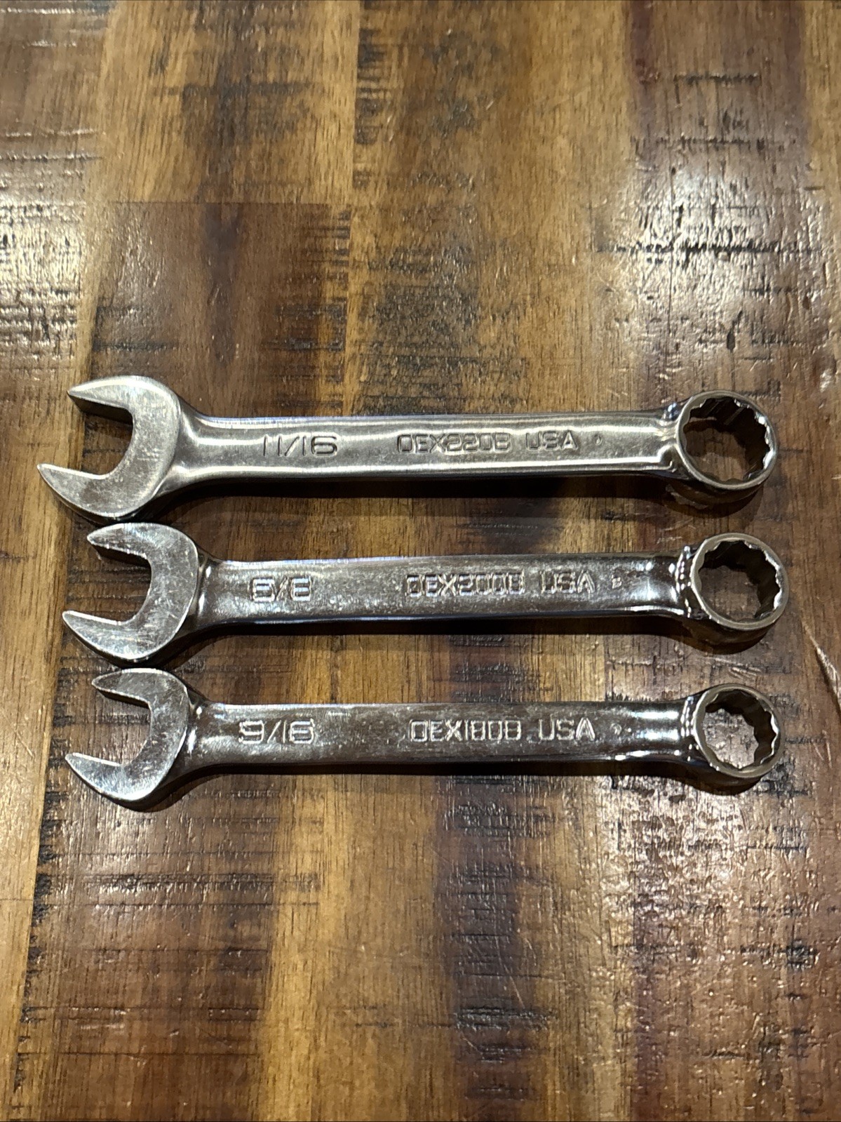 Snap On Tools 9/16”, 5/8”, & 11/16” Short Handle Combination Wrench 12pt USA EUC