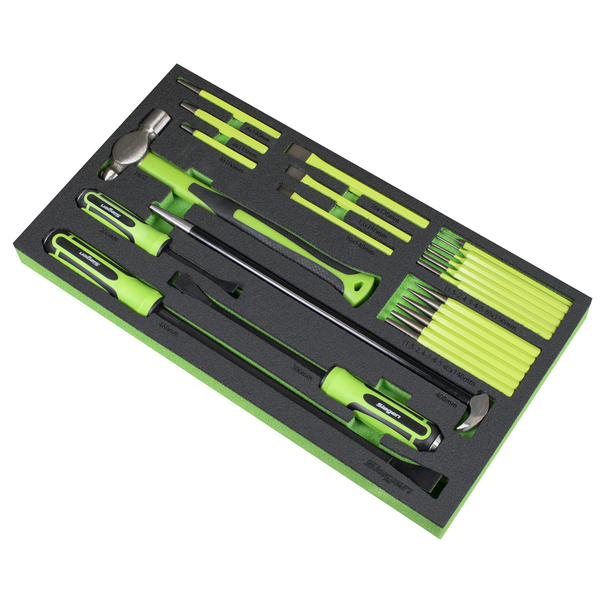 Sealey Siegen Pry Bar Hammer & Punch Set With Tool Tray 23 Pieces S01279