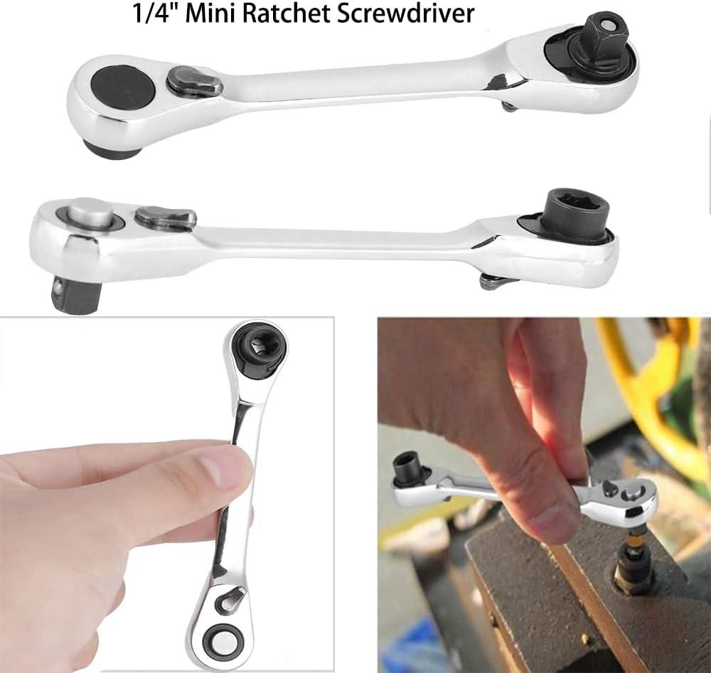 Mini Ratchet Wrench Double Ended Quick Socket Screwdriver Hex Torque Tool Hand