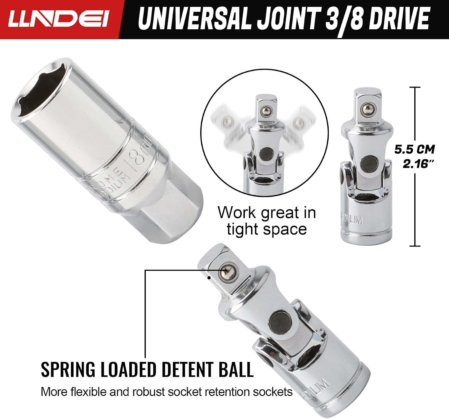3/8 Inch Drive Spark Plug Socket Set SAE & Metric, High Visibility 6 Point So…