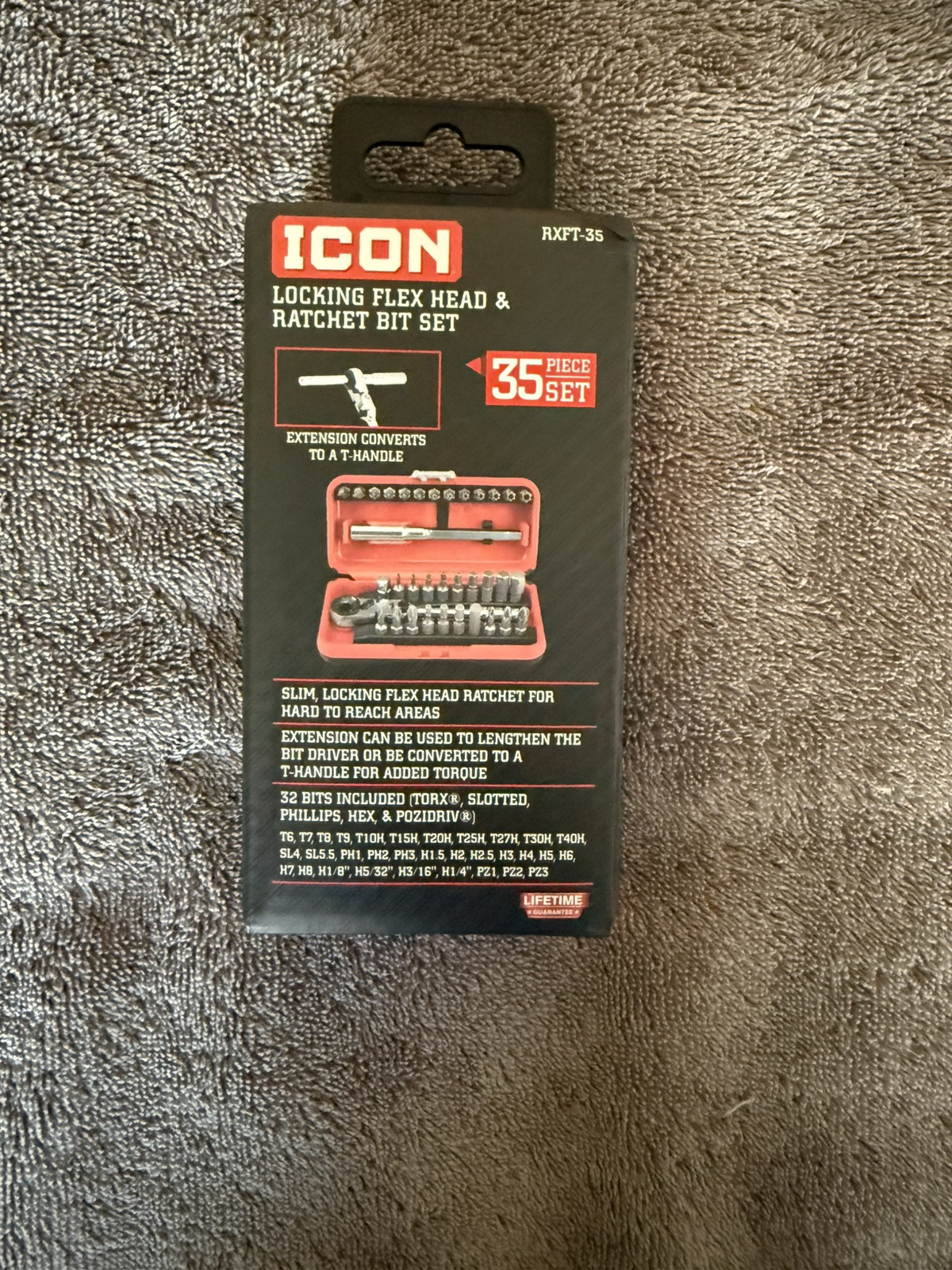 New – ICON Locking Flex Head Ratchet and Bit Set, 35-Piece