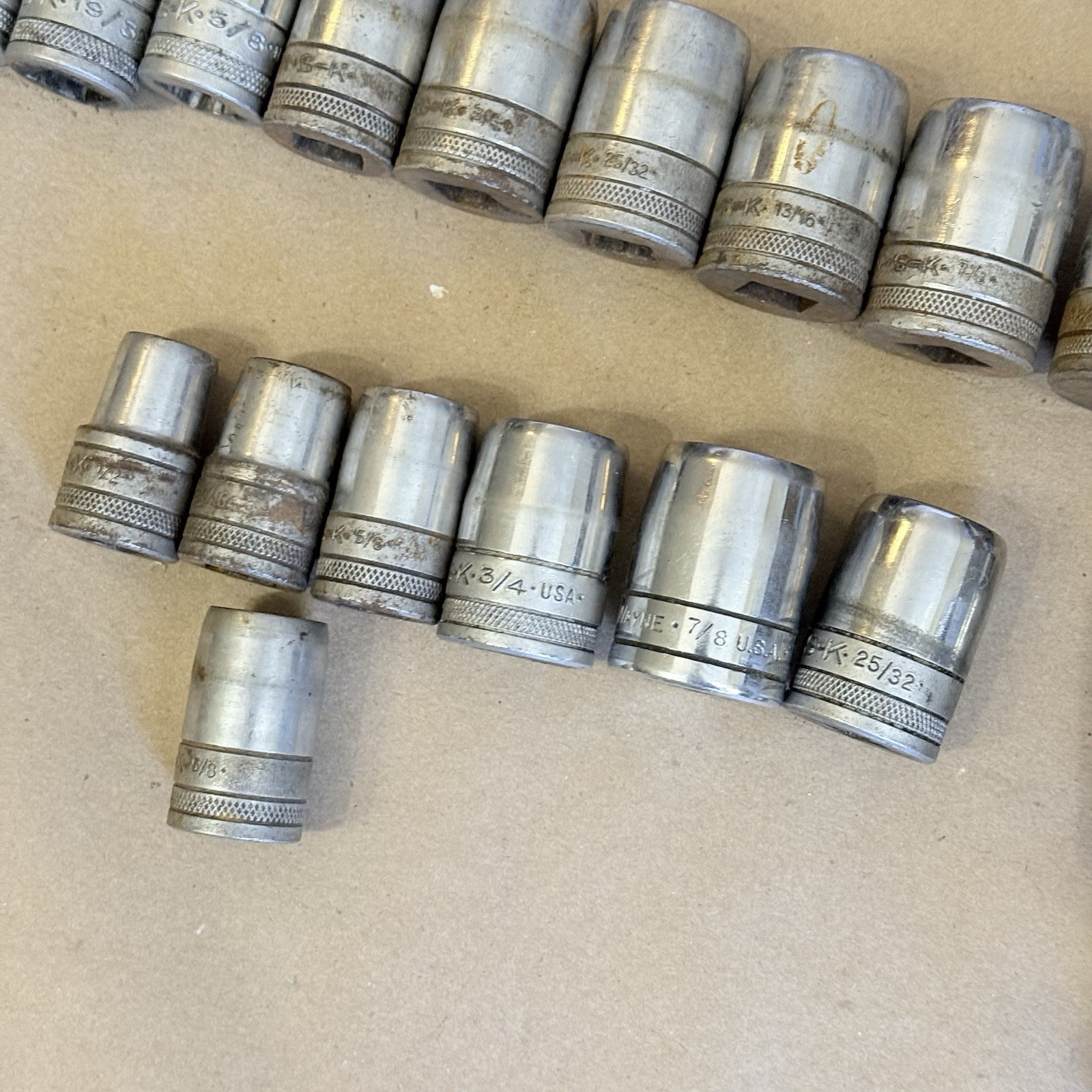 Vintage SK Tools 1/2″ Drive SAE Socket Sets 7/16″ to 1-1/4″ USA Made