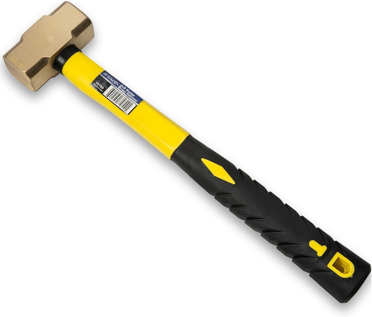 Stark USA 2-Pounds Sledge Hammer 2lbs Brass Head Fiber 1 Pack, Yellow/Black
