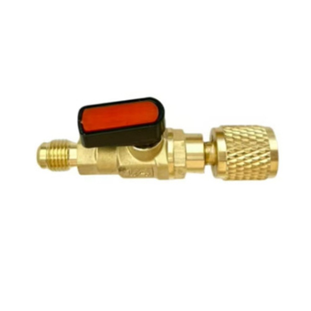 Brass Ball Valve Adapter with 1/4 SAE Threads for R12 R22 R134A AC Systems