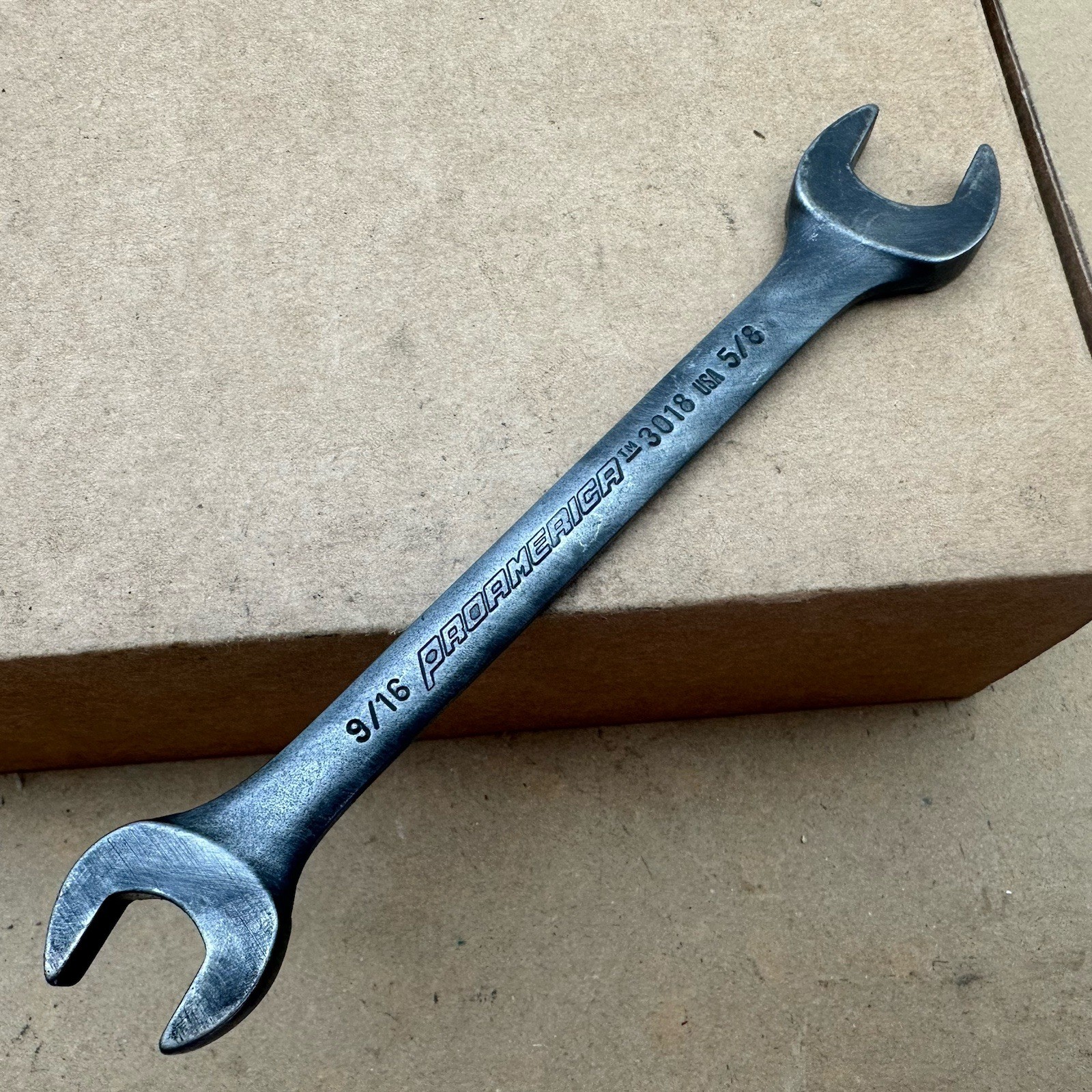 PROAMERICA 3018 DOUBLE OPEN END WRENCH 9/16 x 5/8 INCH Vintage Made USA Good