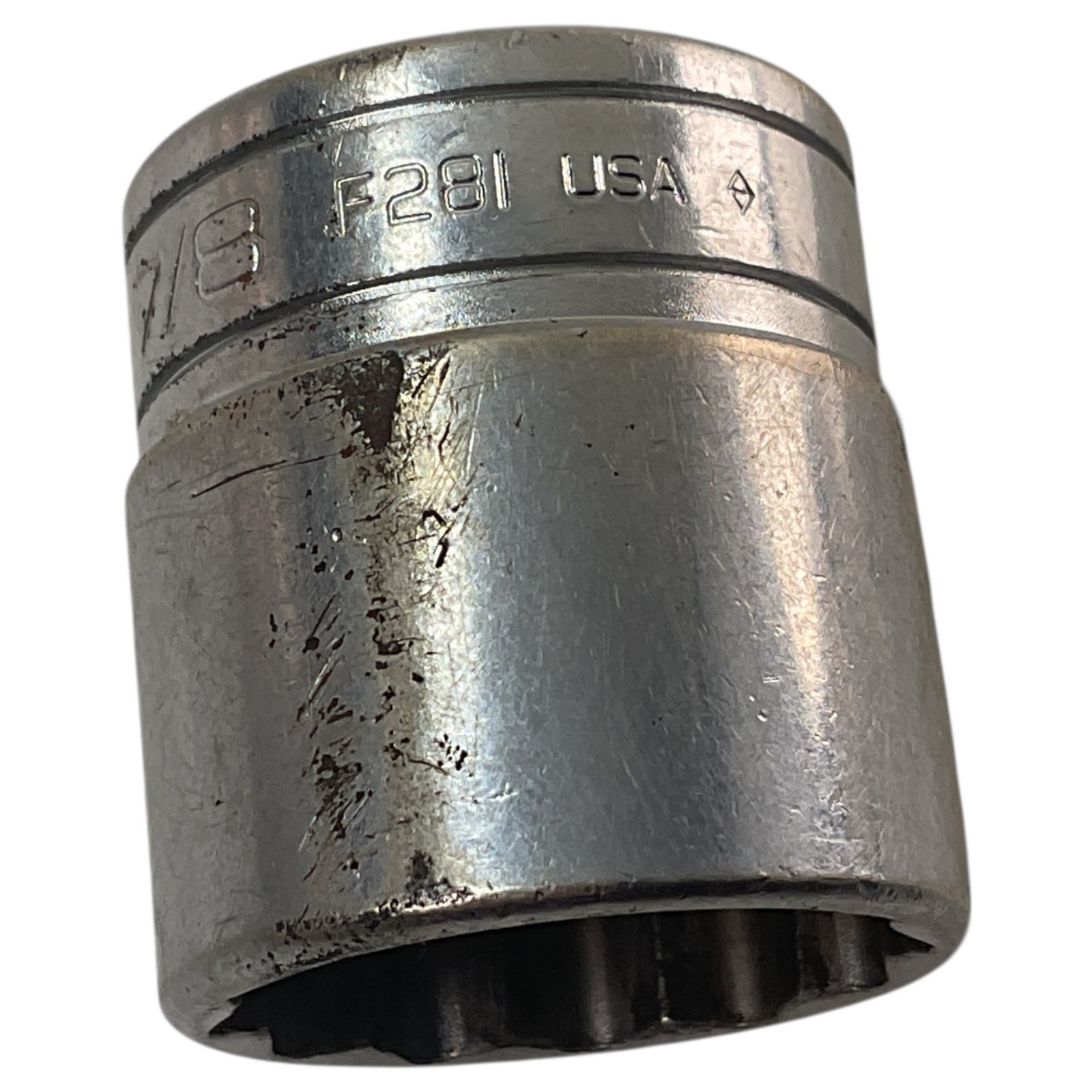 Snap-On Socket 7/8″ F281 3/8″ Drive 12 Pt Chrome As Pictured Mechanic Tool