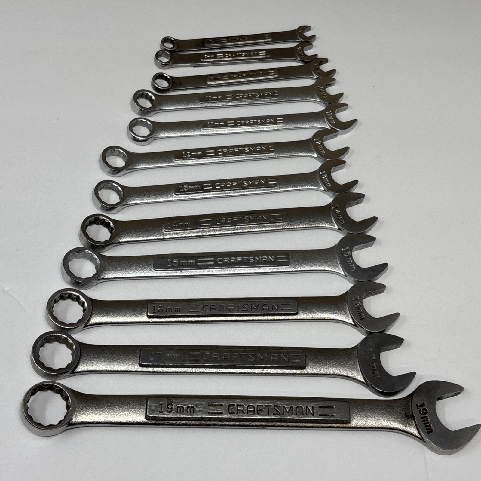 Craftsman Metric 12 pc Combination Wrench Set 7mm–19mm 12PT V^/VV USA No 18mm