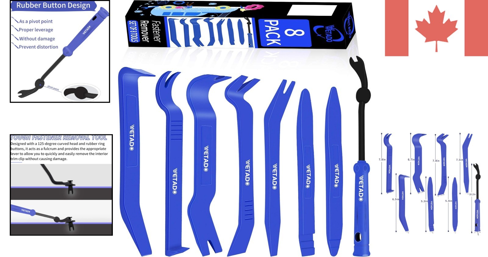 8-Piece Trim Removal Tool Set for Effortless Car Upholstery Repairs – Dark Blue