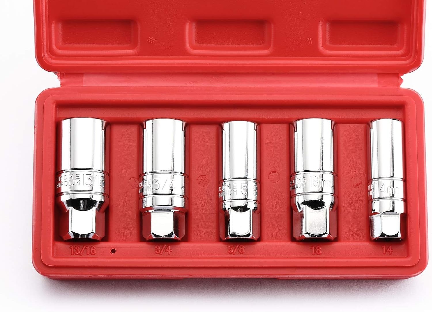 3/8 Inch Drive Spark Plug Socket Set, SAE & Metric, CR-V Steel Mirror Finish