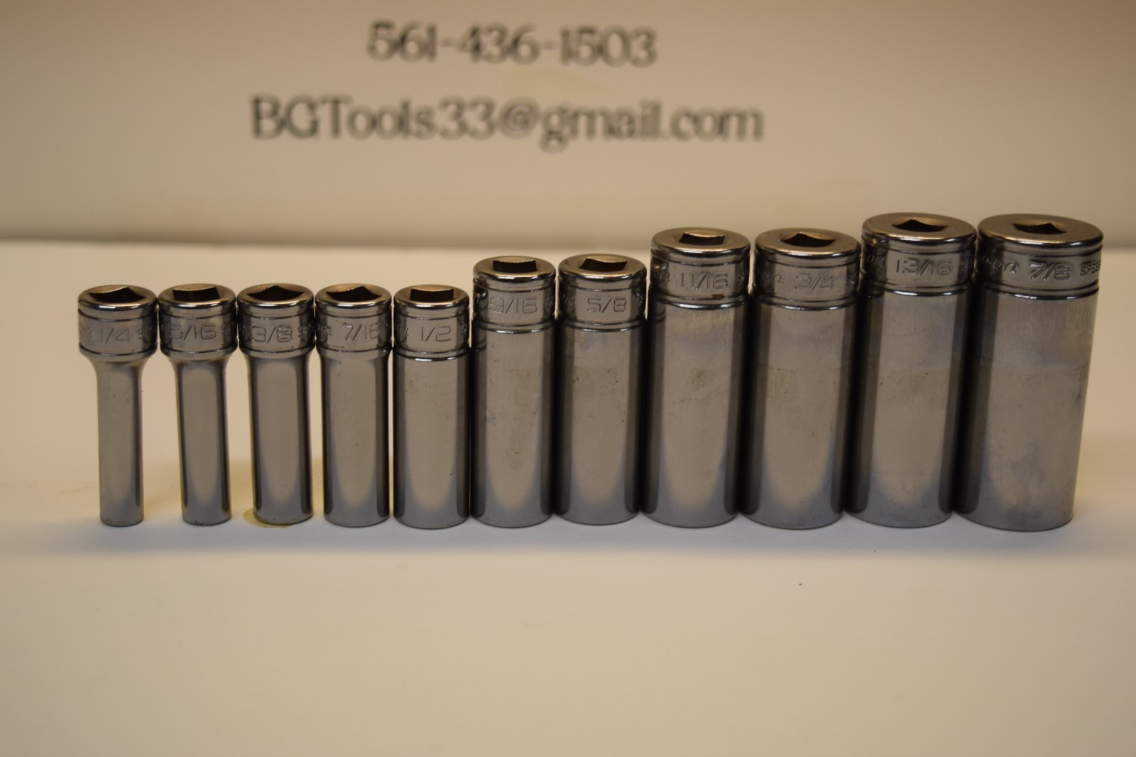 Snap-On 211SFSY 11pc 3/8″ Drive 6-Point SAE Flank Drive® Deep Socket Set