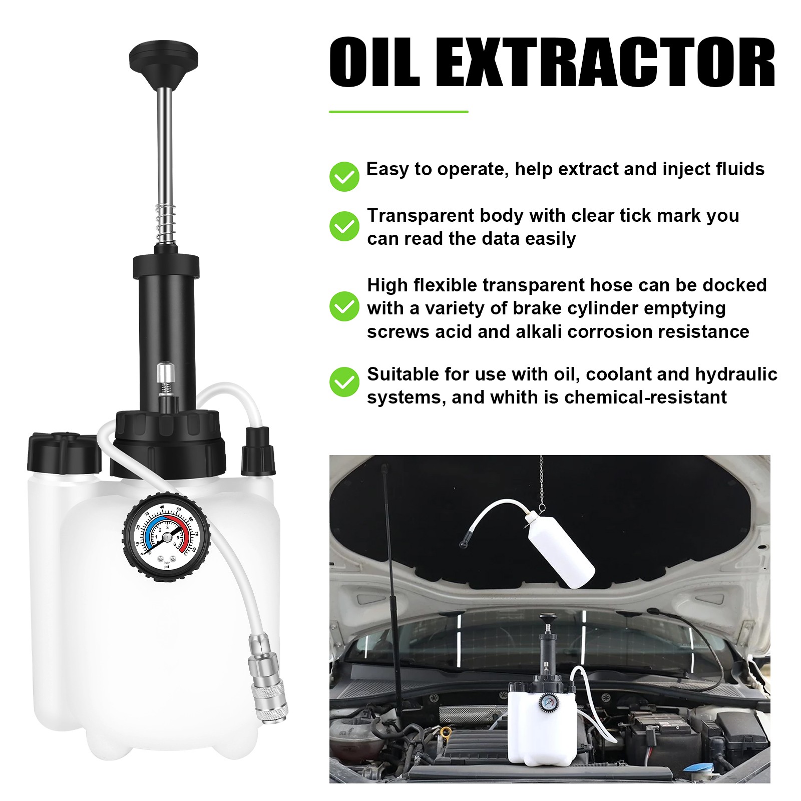 3L+1L Car Brake Bleeder Clutch Manual Bleeding System Fluid Bleeder Oil Extracto