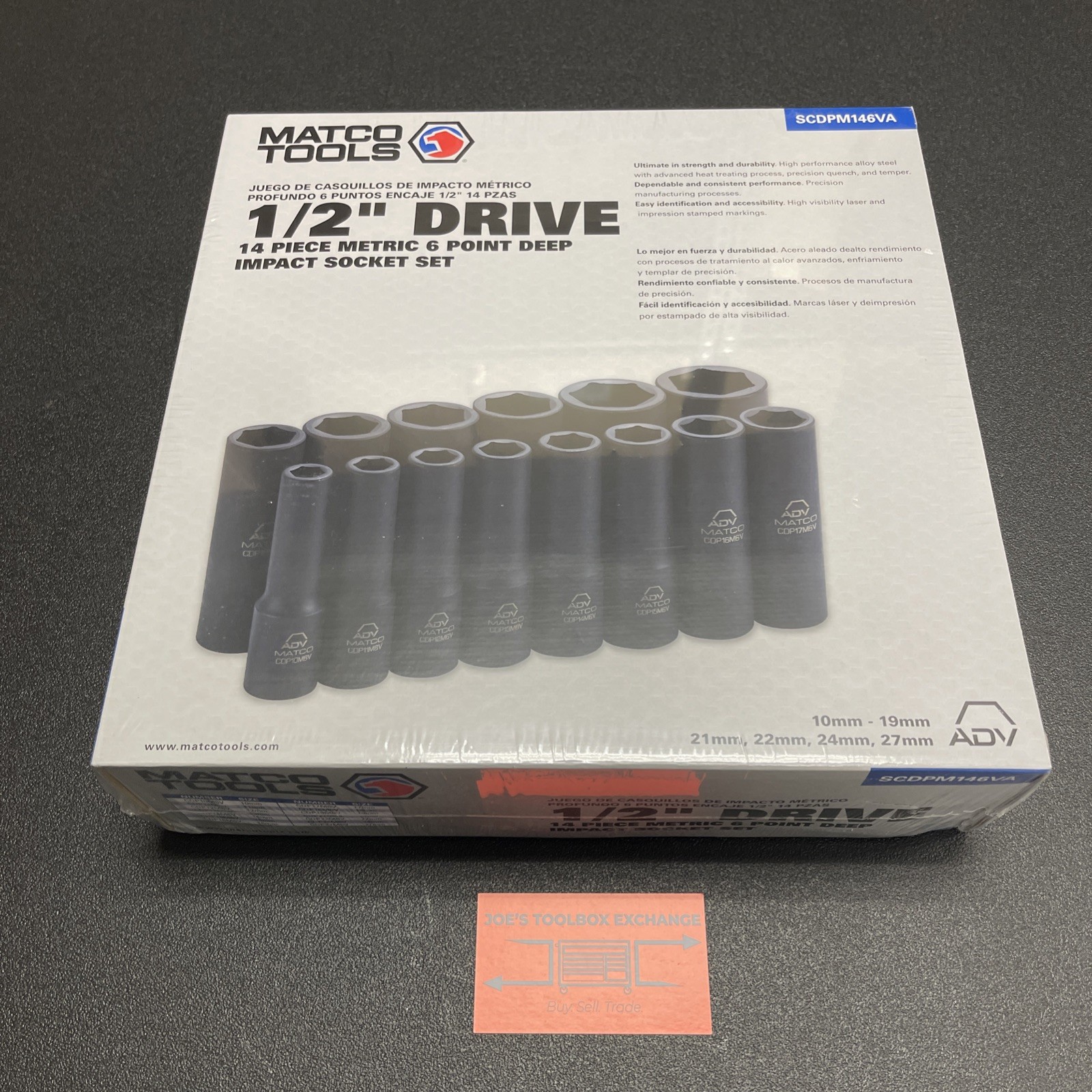MATCO Tools SCDPM146VA 14 Pc ADV METRIC Deep Impact 6-point Socket Set 10-27MM