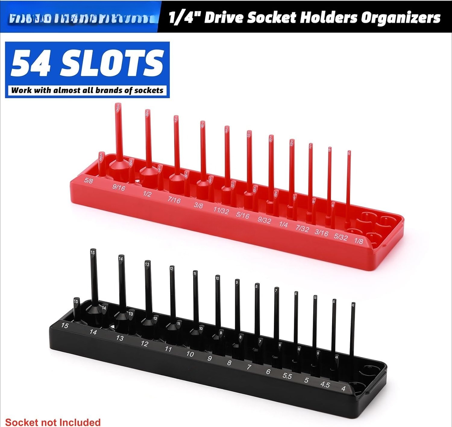 1/4-Inch Drive Socket Organizer Trays, 2-Piece SAE and Metric Socket Tray Set