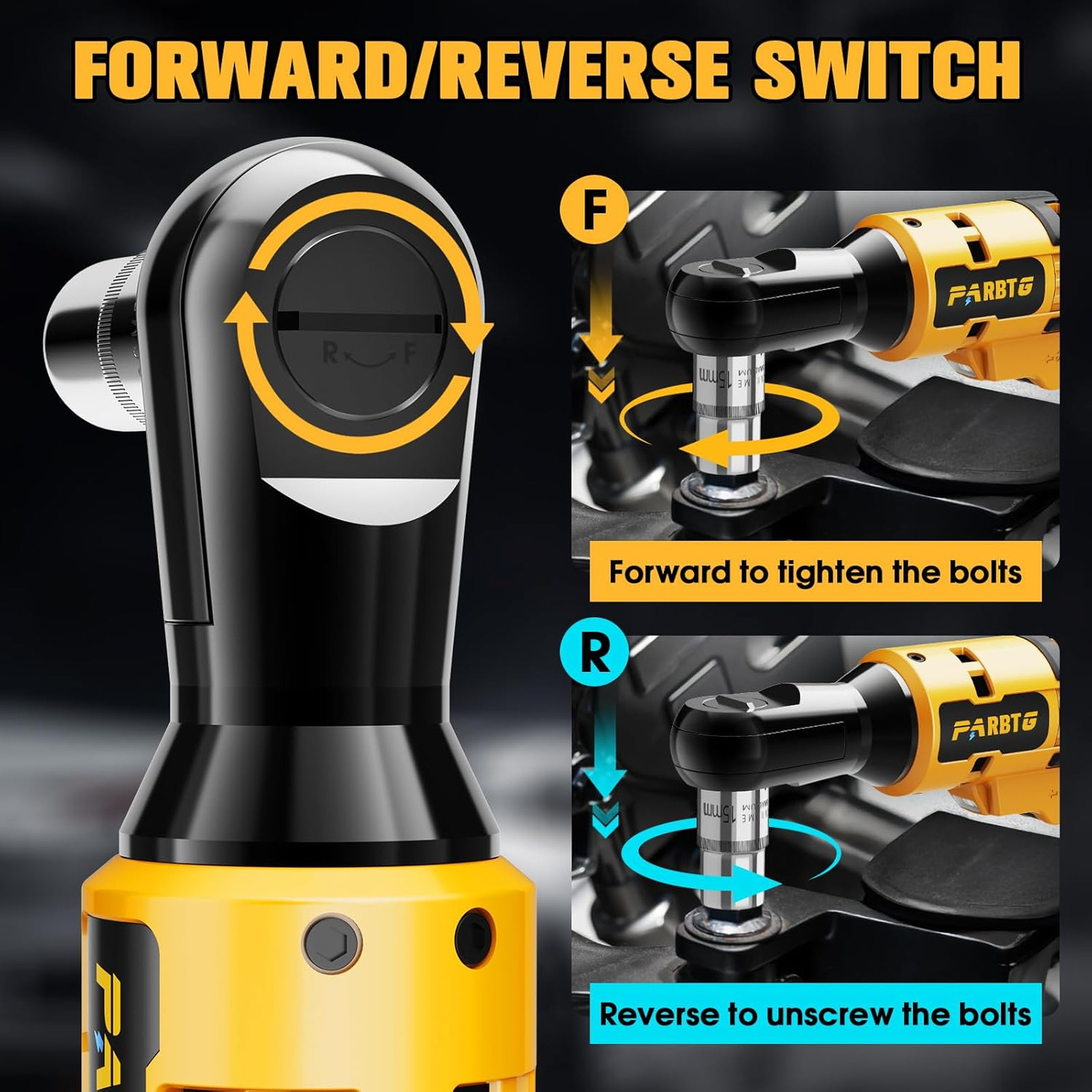 3/8 Inch Cordless Ratchet Wrench Compatible with DeWalt 20V Max Battery