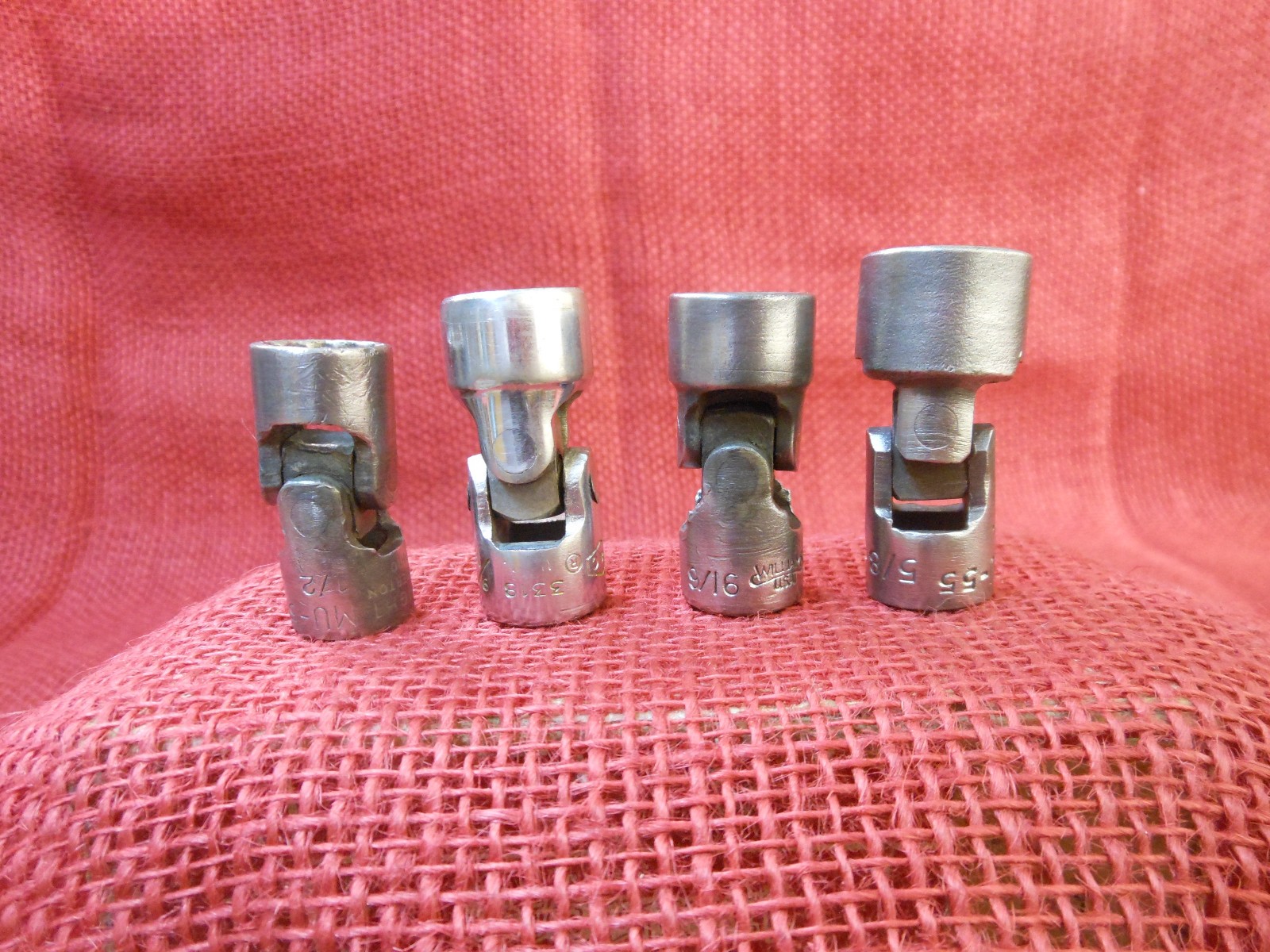 4 Universal Joint Sockets, All 3/8″ Drive, All 12 Point, All U.S. 1/2, 9/16, 5/8