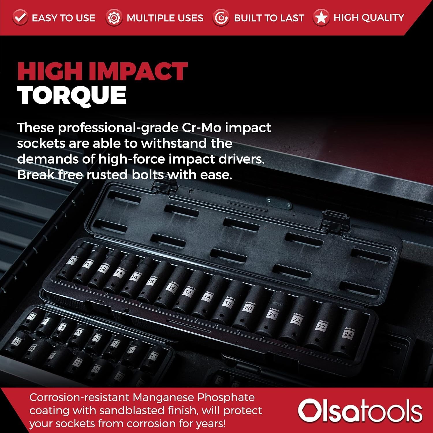 Impact-Ready Metric Socket Set in Storage Case