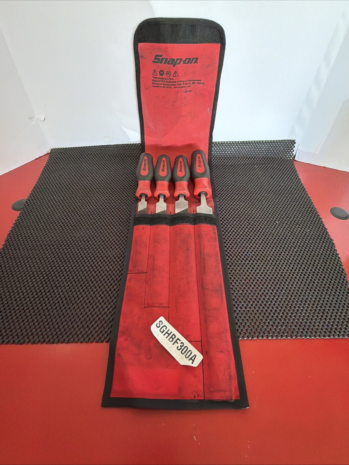 Snap On Tools Bastard Cut Mill File Set 4pc Red Soft Handle W/ Pouch SGH300A