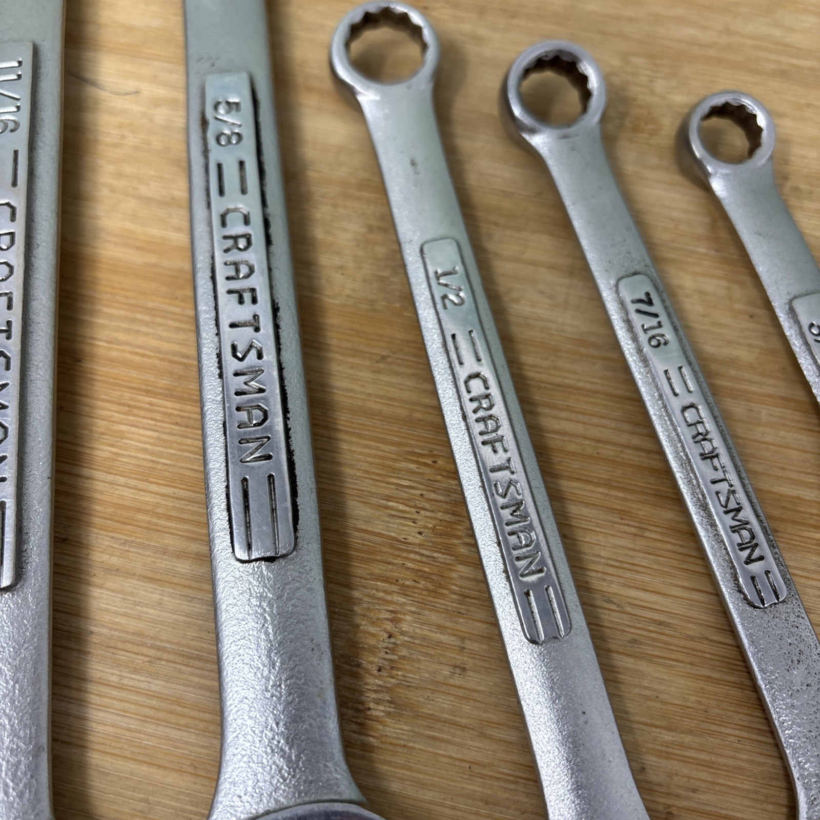 Lot 6 Craftsman Combination Wrenches USA 12pt,VV 1/4″, 11/16, 1/2, 7/16,5/8, 3/8
