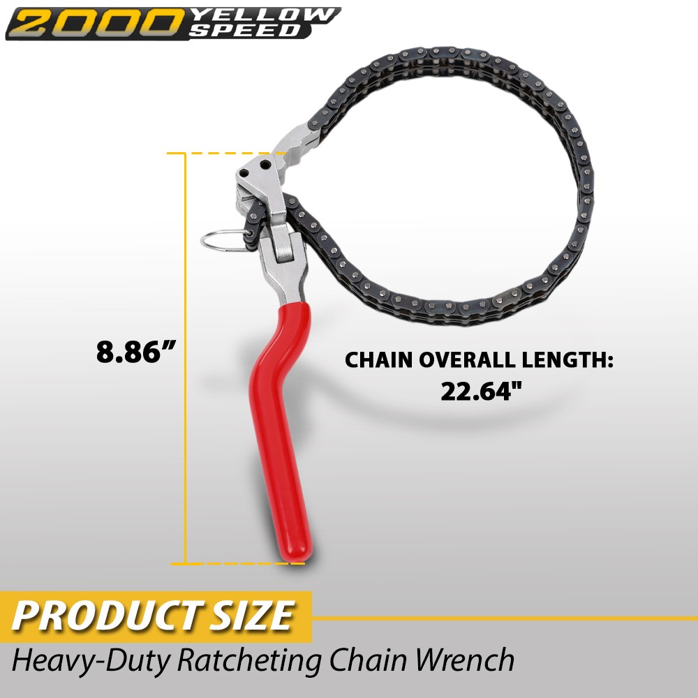 Heavy-Duty Ratcheting Chain Wrench Oil Filter Change Pipe Fittings 60-160mm
